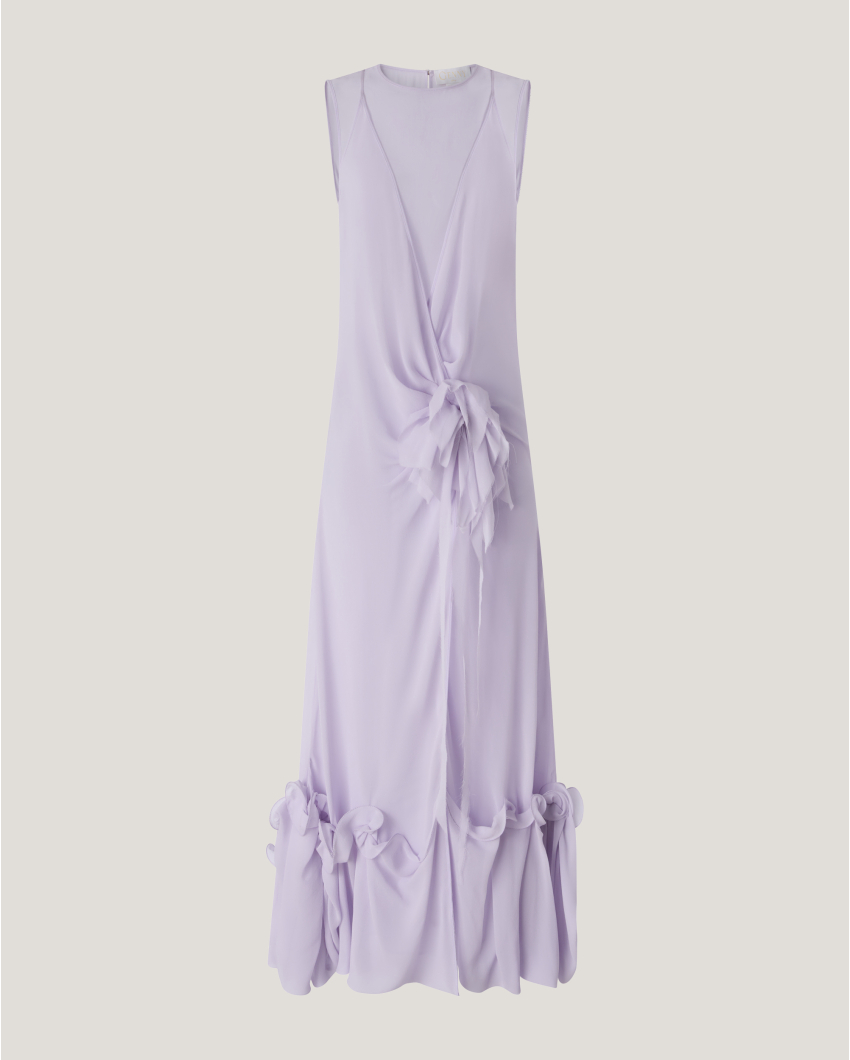 Silk dress with side flower