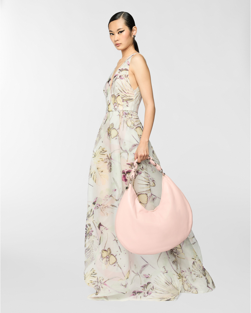 Jungle Orchids long silk dress