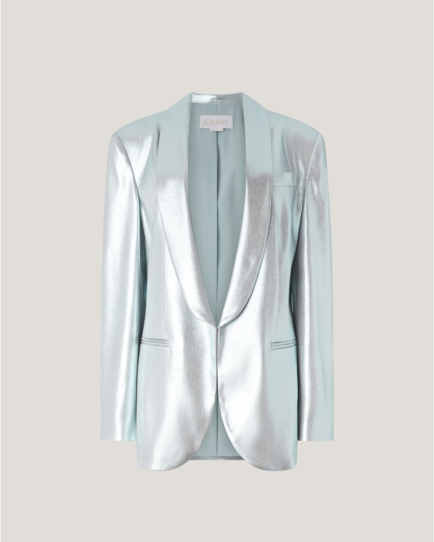 Single breasted laminated blazer