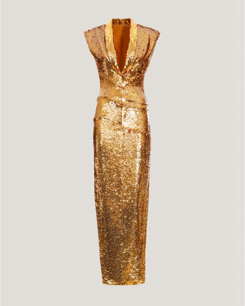 Evening gown with draped neckline