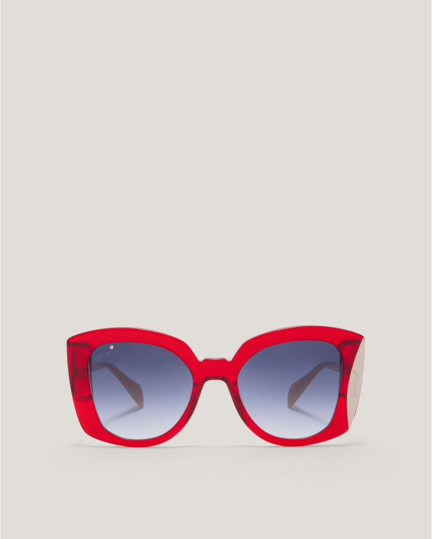 Red Sunglasses with Blue Gradient Lenses