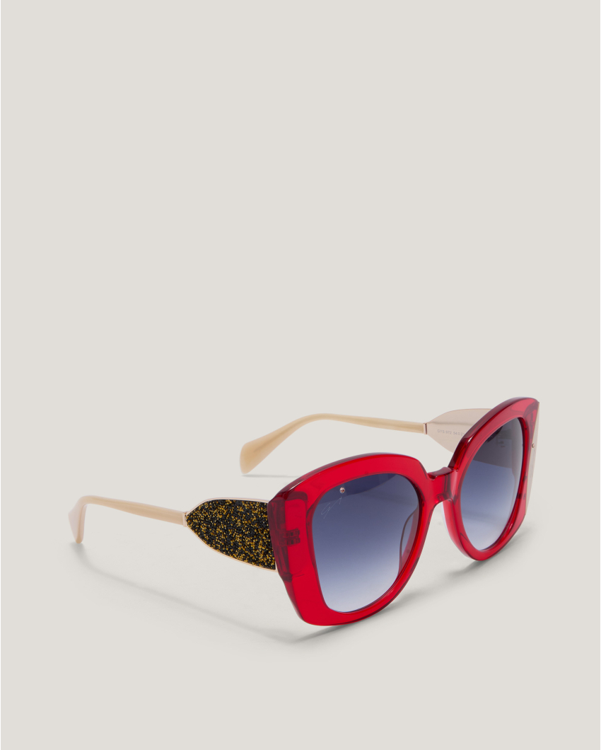 Red Sunglasses with Blue Gradient Lenses