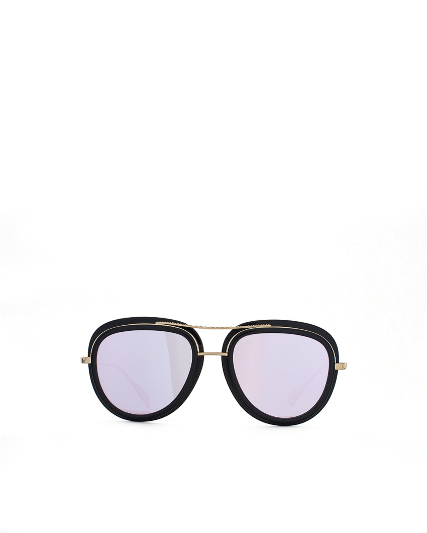 Black aviator sunglasses with mirrored lenses