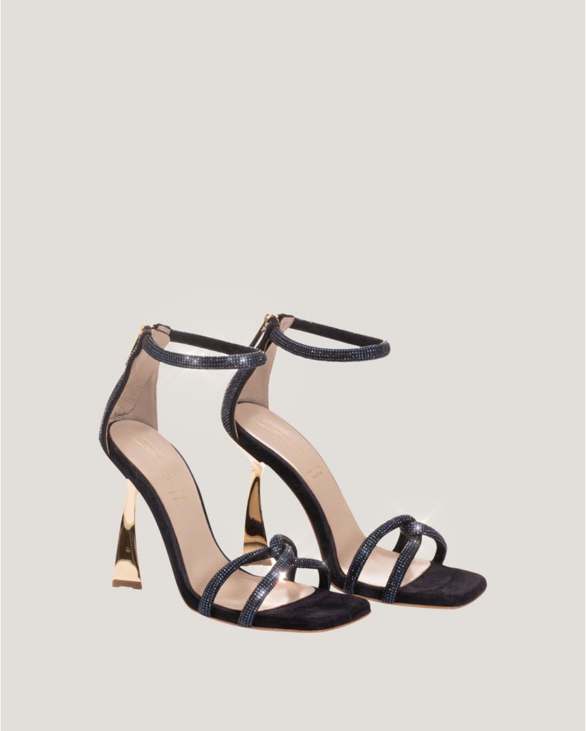 Blue sandals with rhinestones