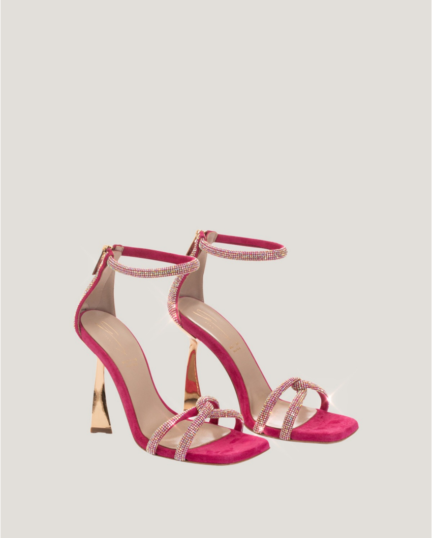 Fuchsia sandals with rhinestones