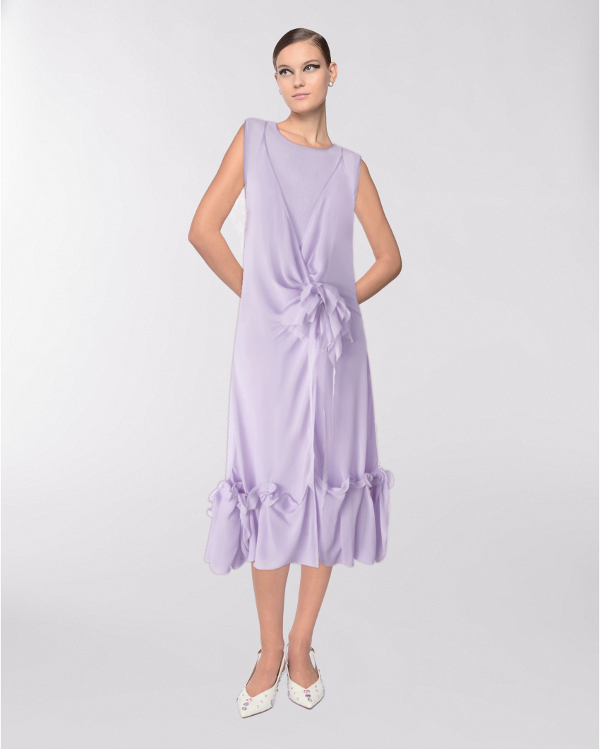 Silk dress with side flower