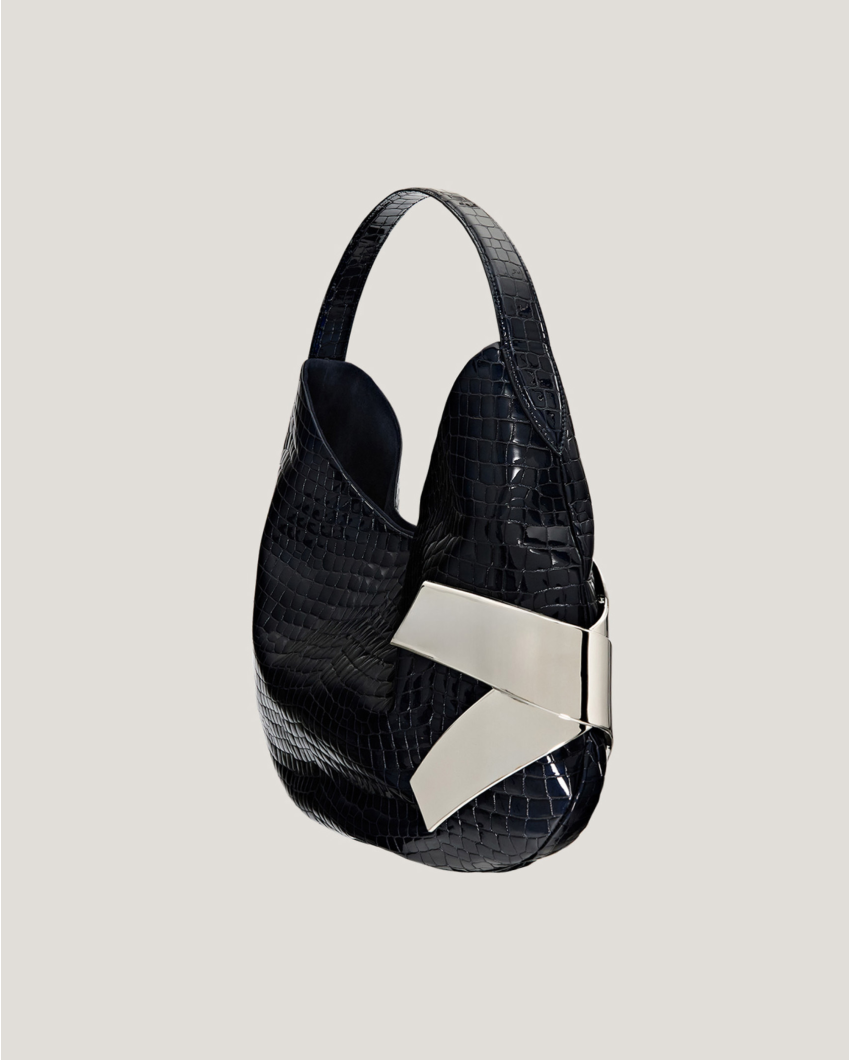 Large crocodile leather X bag