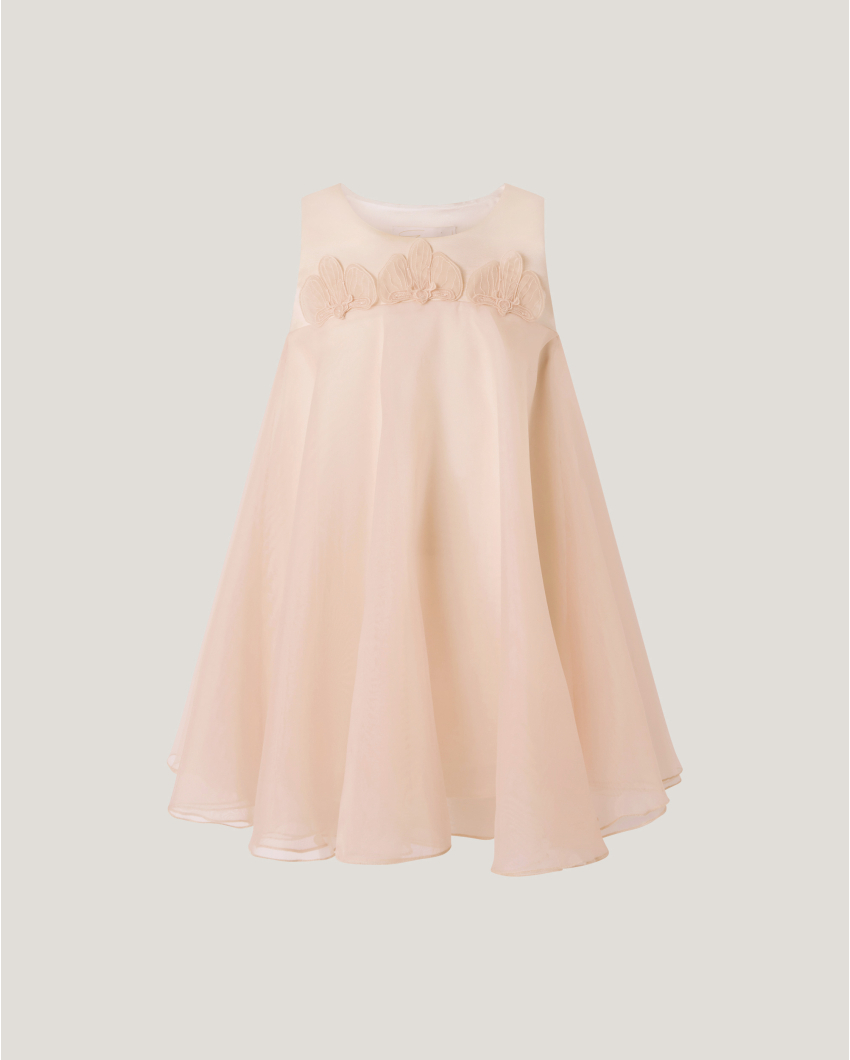 Organza dress with orchid embroidery