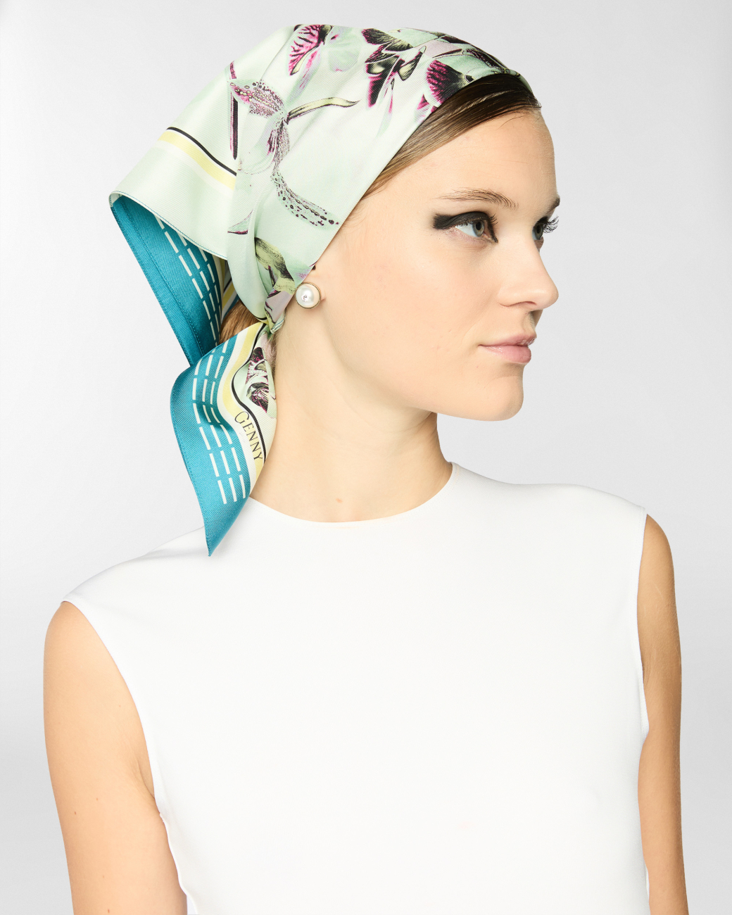 Jungle Orchids medium silk scarf