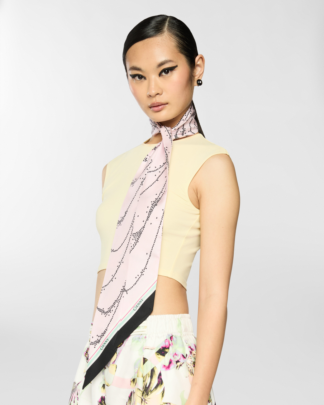 Micro Orchids silk scarf 