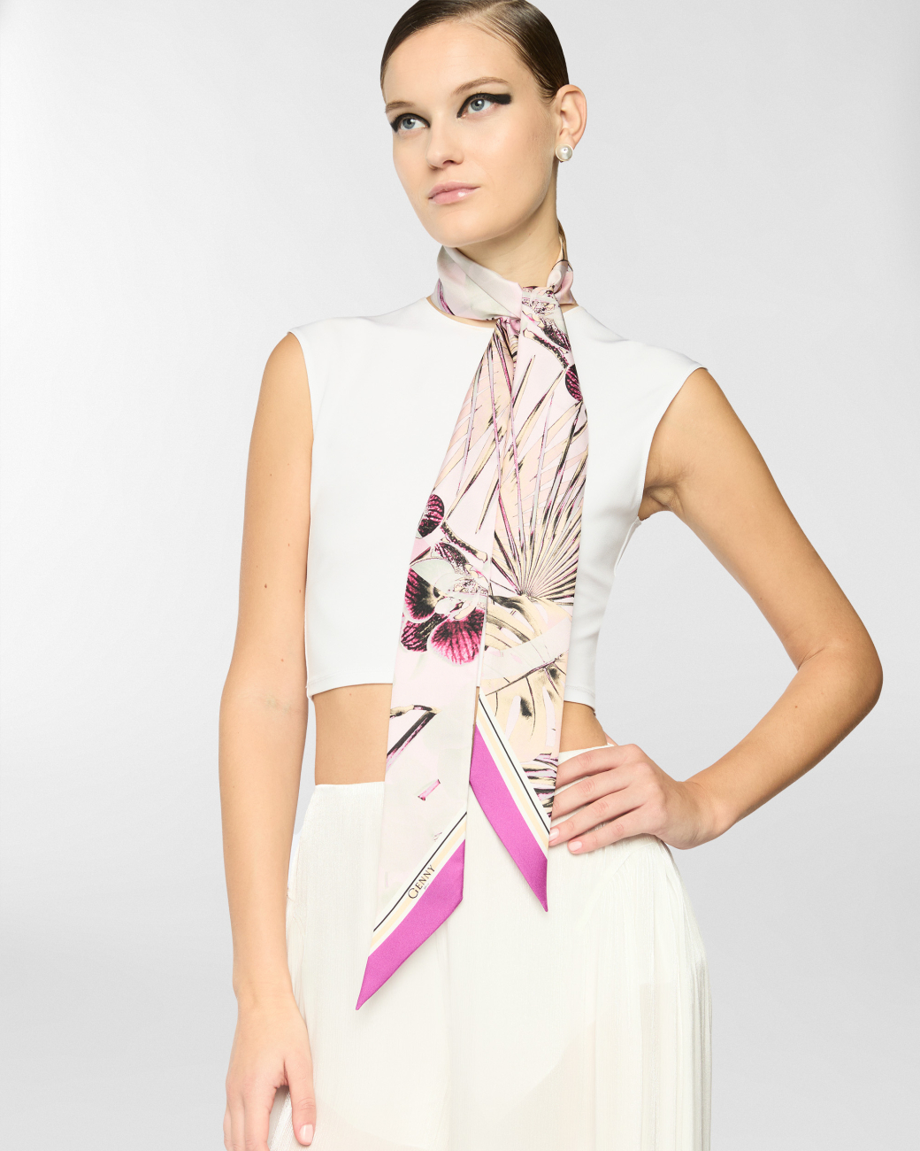Jungle Orchids silk scarf